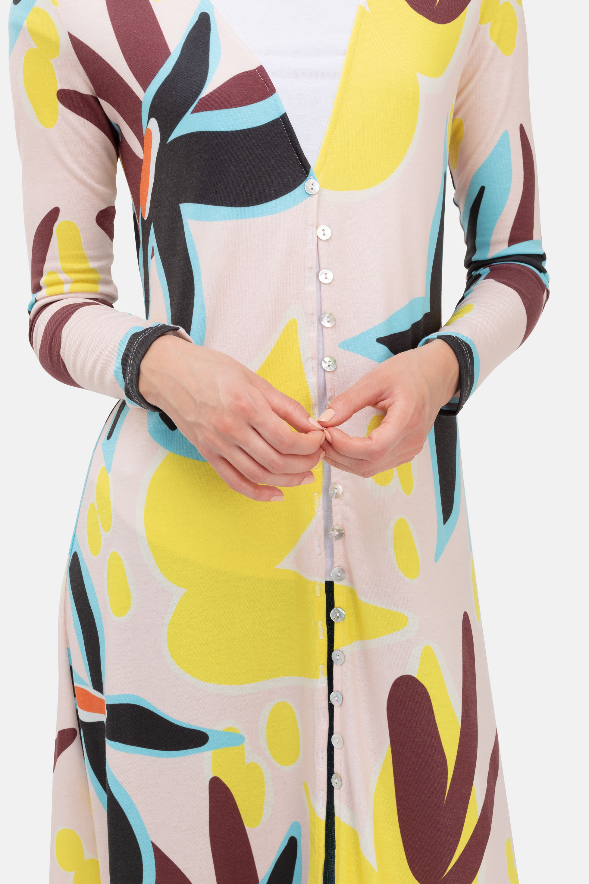 custom short printed cardigan details