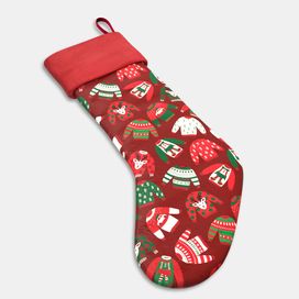 custom christmas stockings printed with a cute polar bear design on blue background