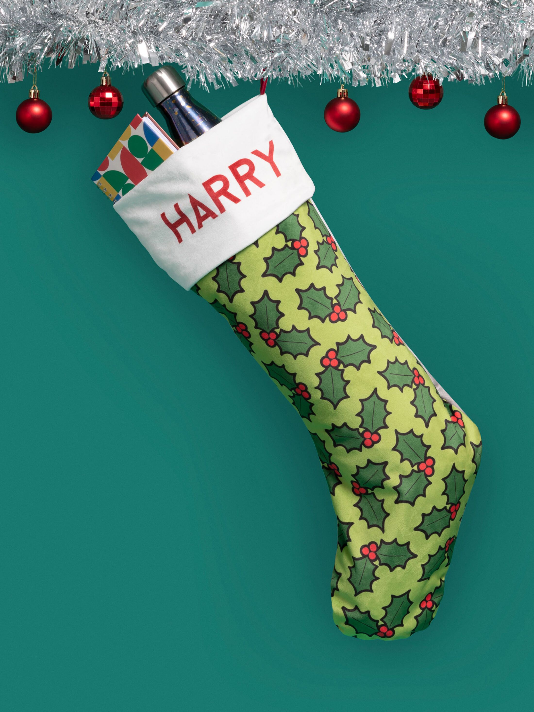 make your own Christmas stocking printed with festive icons and color