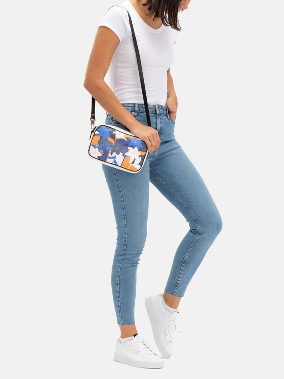 Leather camera bag with custom print design