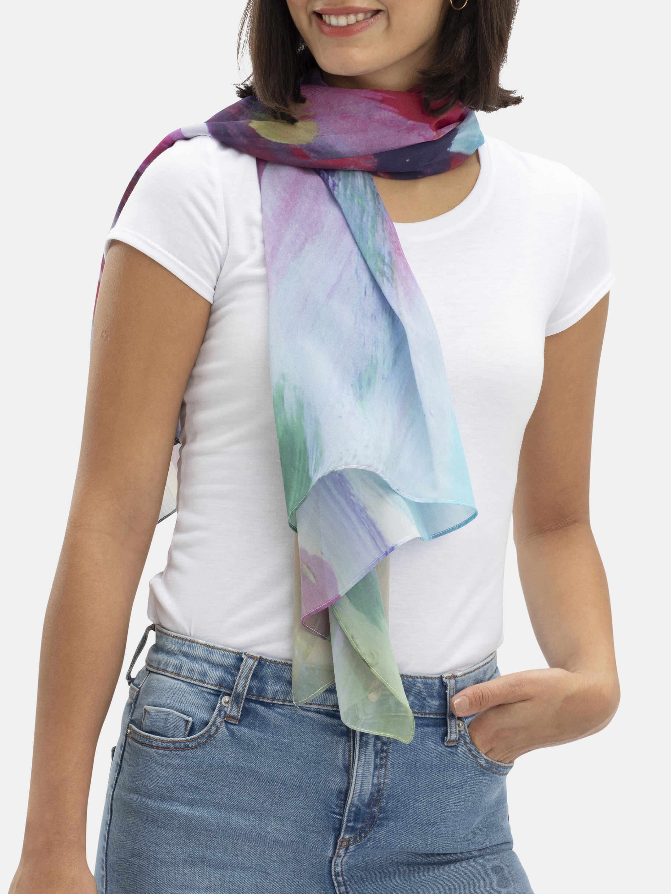Fashion Scarfs for Women Girl Boy Abstract Pattern Silk Scarves Long Lightweight Shawl Wrap for Face Cover Neck Warmer
