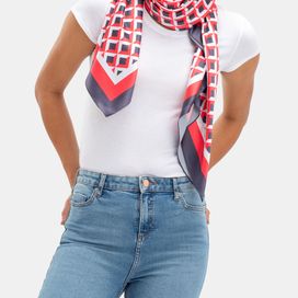 foulard carré en satin imprimé