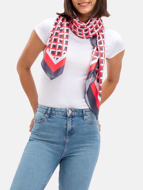 satin printed square scarf