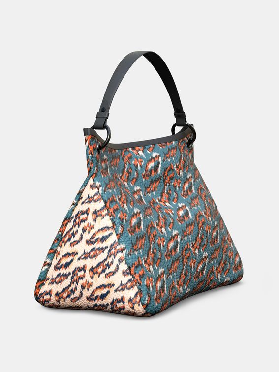 custom leather slouch bag side view