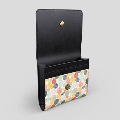 Personalised leather fold over purse open