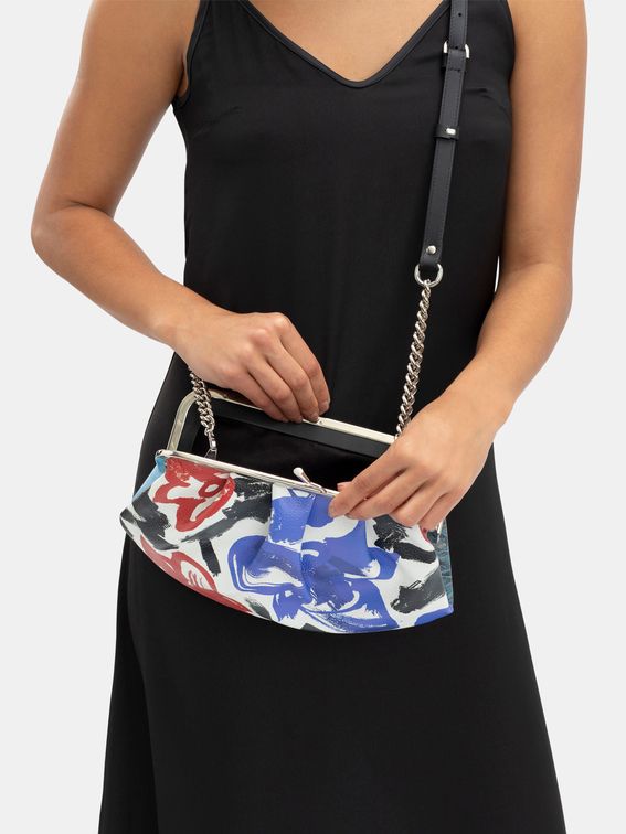 Custom metal frame bag pleated