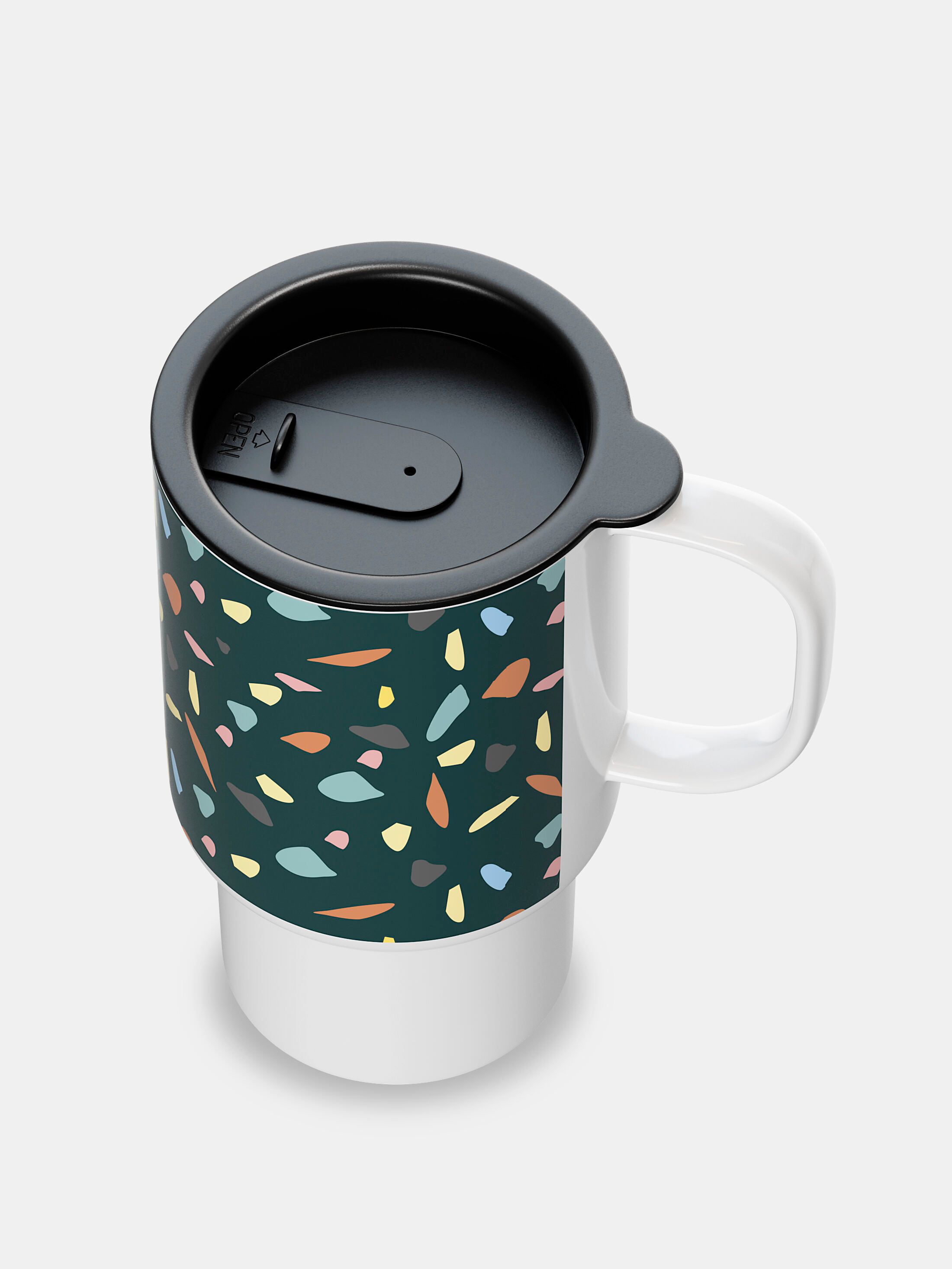 Open Travel mug design printed