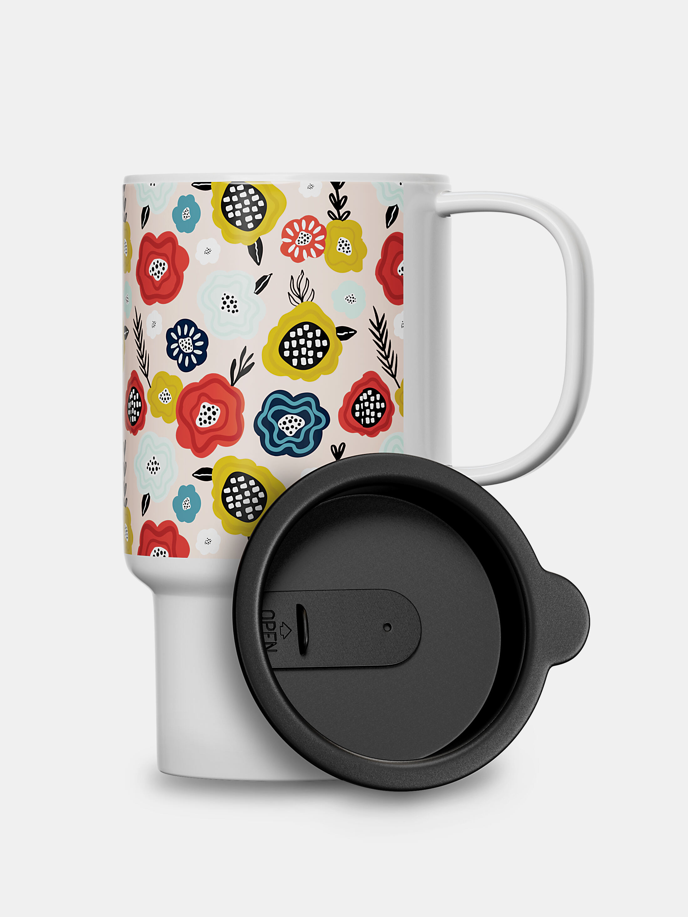 custom branded travel mug with handle