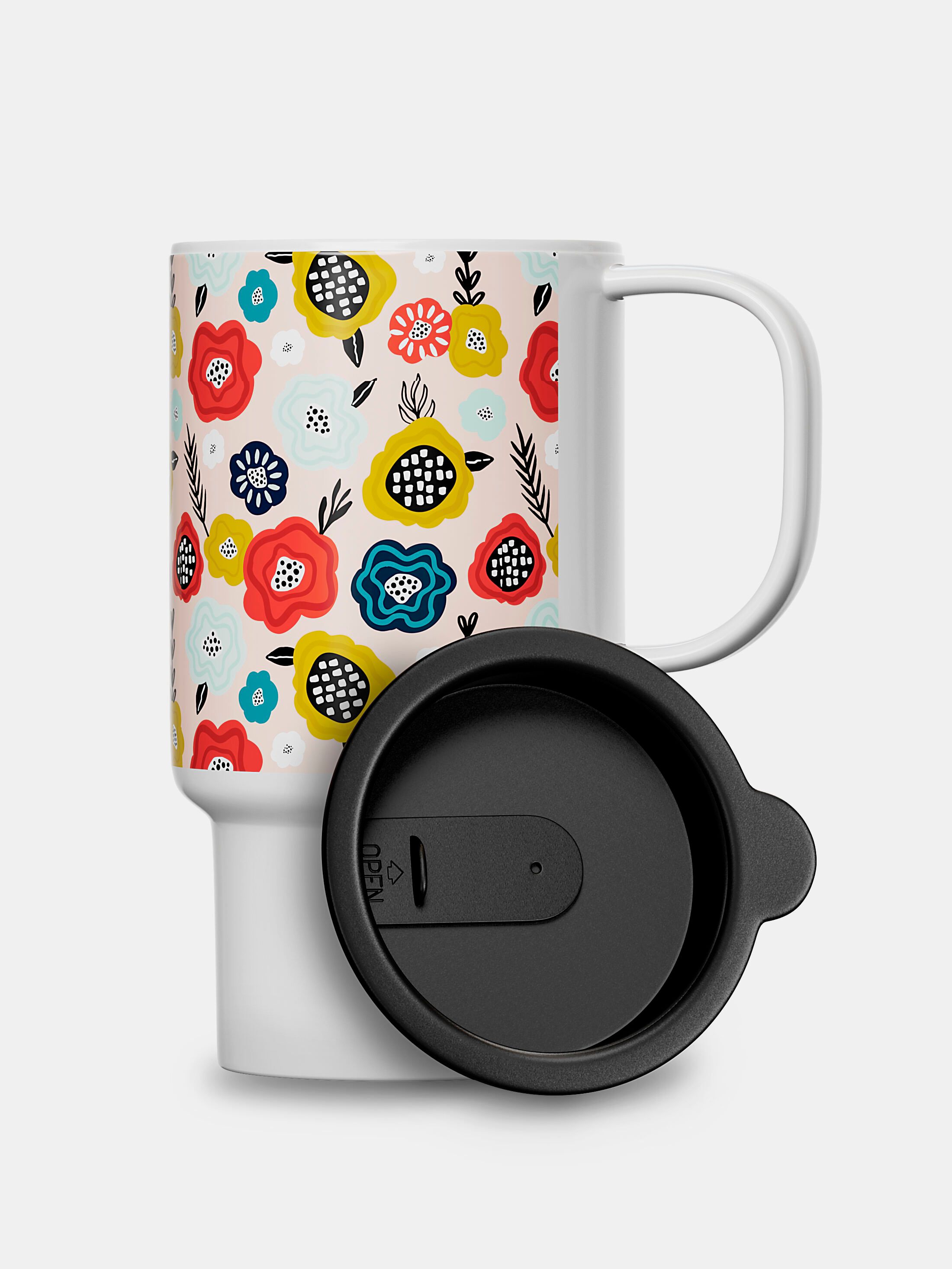 custom branded travel mug with handle