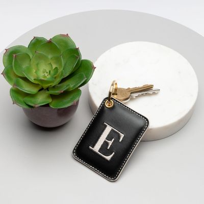 leather embroidered keyring