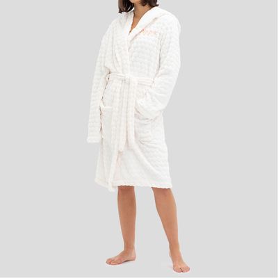 embroidered fleece dressing gown
