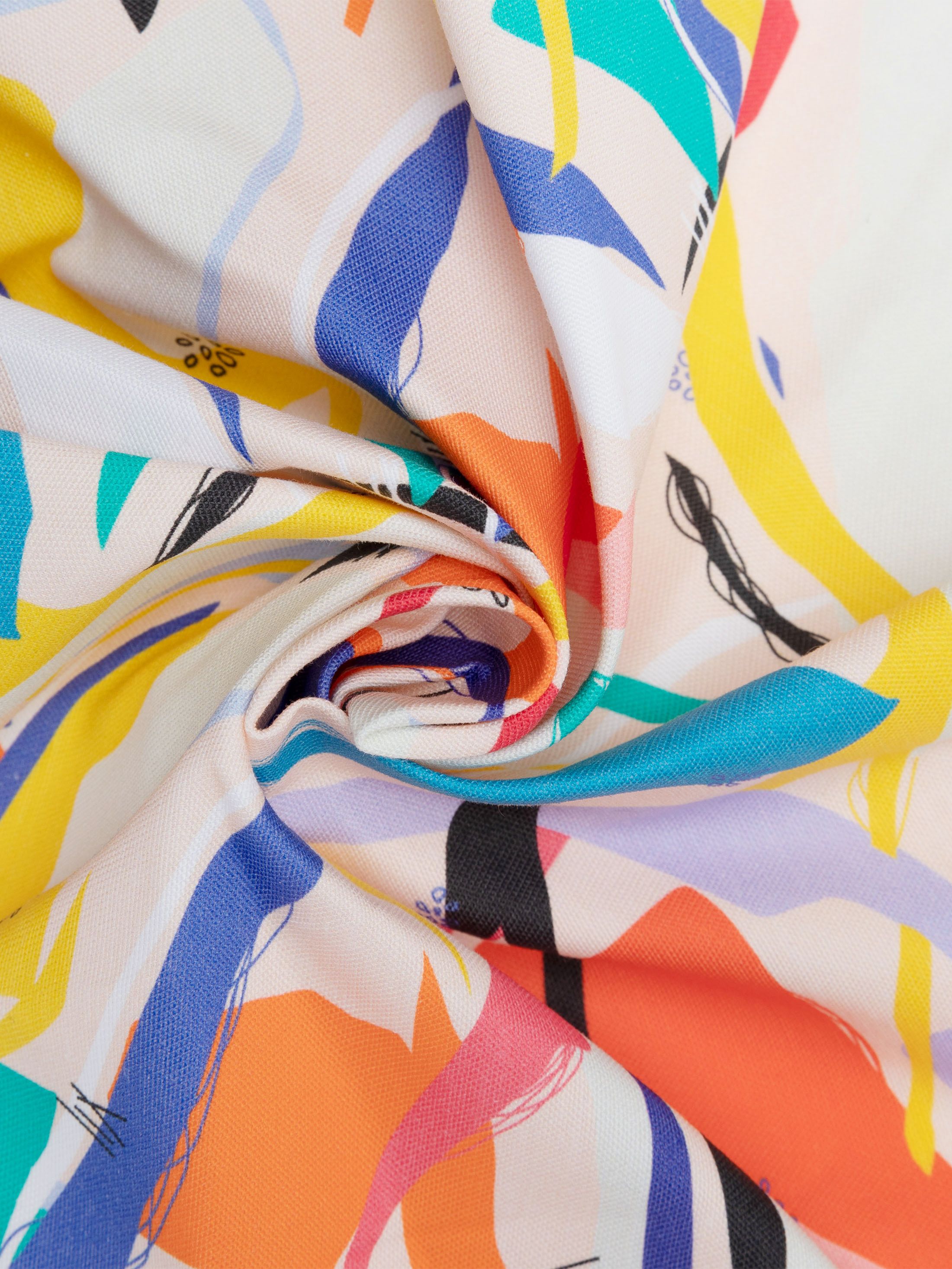 Multicolor Cotton Satin Fabric With Stripes Print