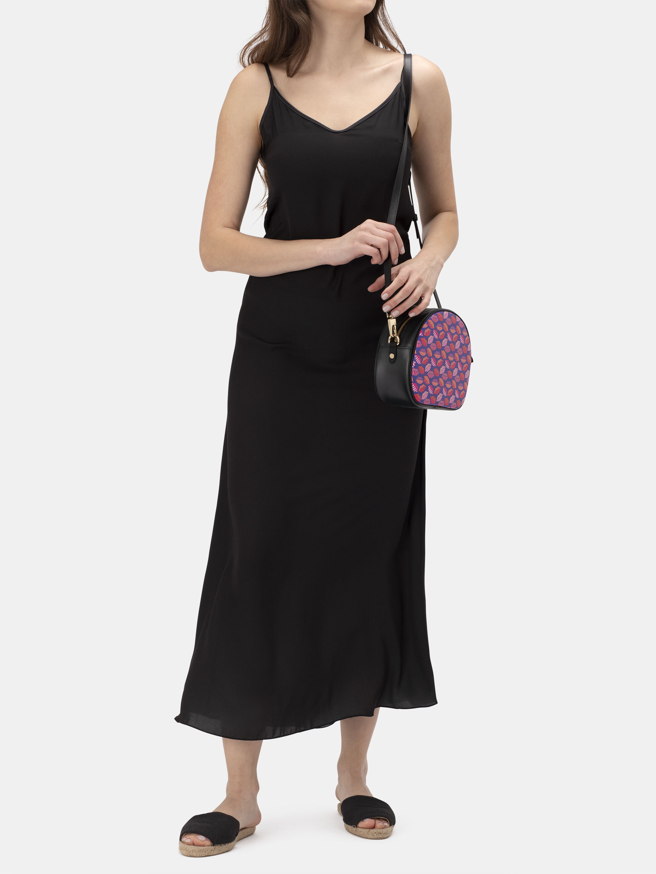 ronde tas met leren band bedrukken