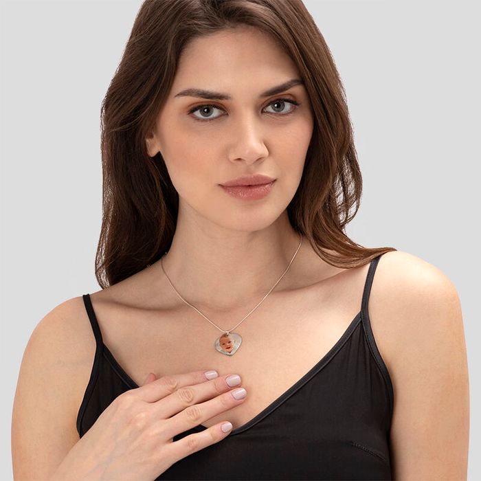 シルバー ハート写真ネックレス18インチ 約45cm カスタムオーダーメイドのハートネックレス シルバー シルバー ハート写真ネックレス18インチ 約45cm カスタムオーダーメイドのハートネックレス シルバー