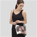 bedrukte leren bucket bag