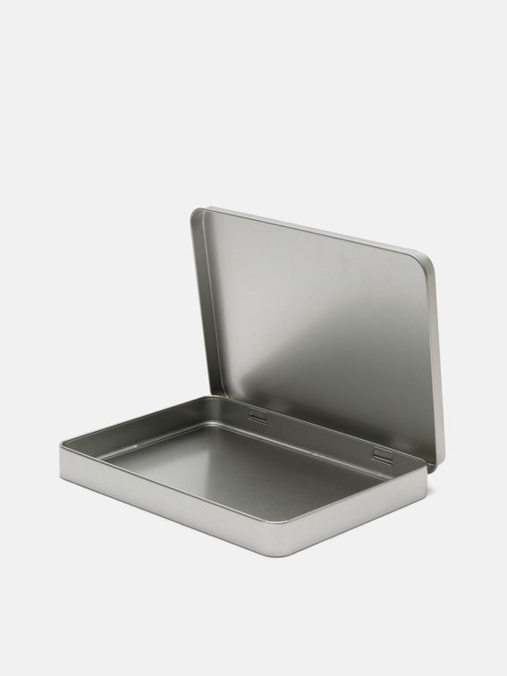 tin box with hinged lid details