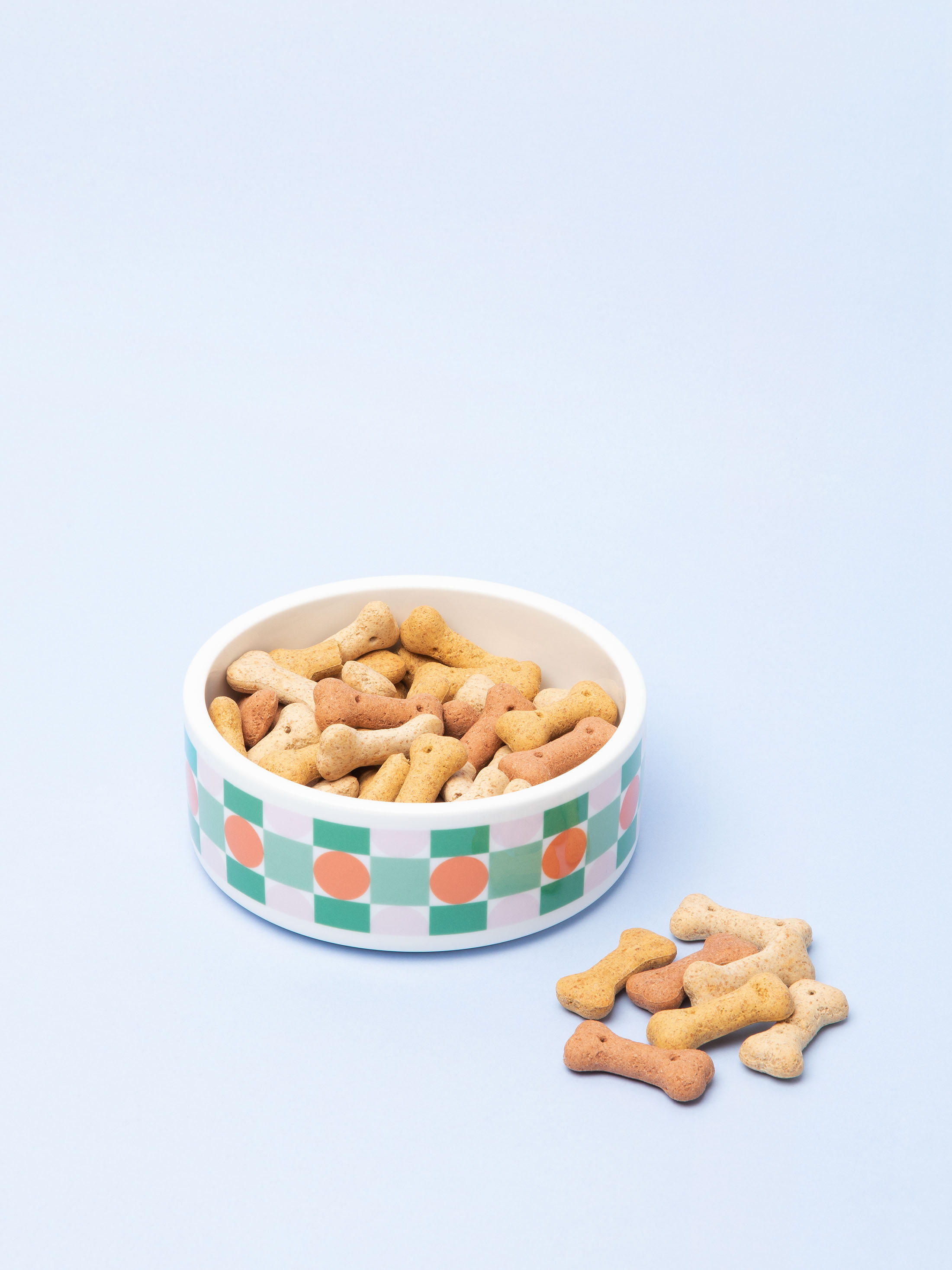 custom cat bowls printed with monochrome pattern and the name catzilla