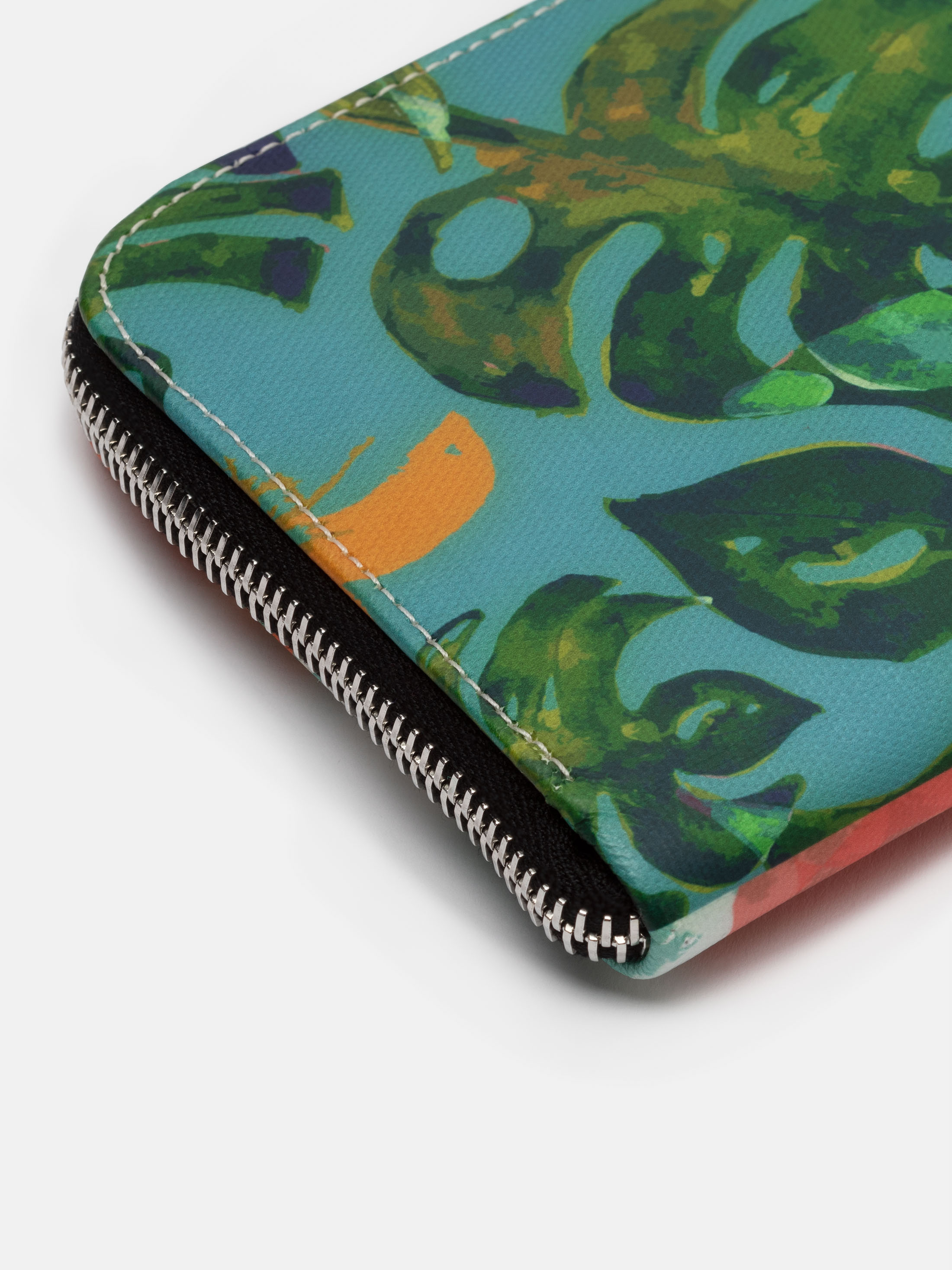 printed leather purse