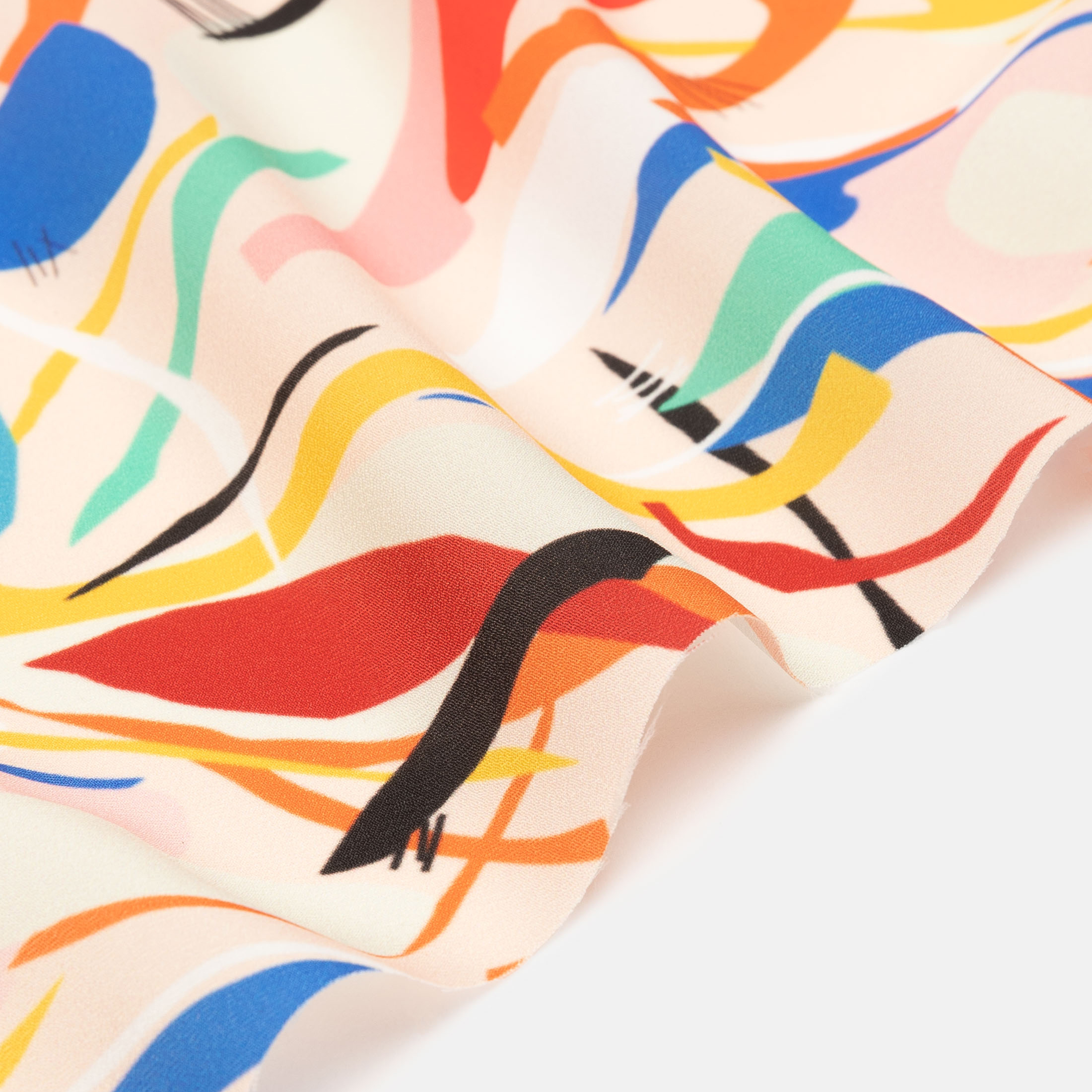 crepe de chine av silke med eget tryck