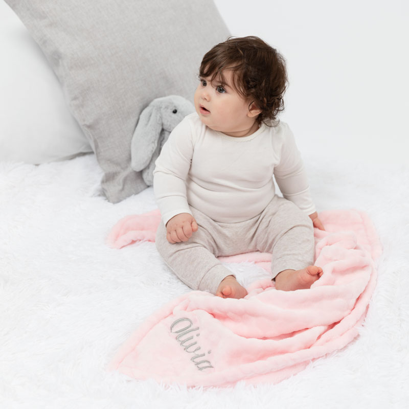 Hand Picked For Earth Luxury Embroidered Personalised Dimpled Baby Blanket 