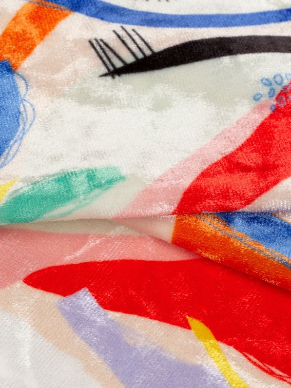 print Crushed Velour fabric folds and texture