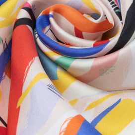 Custom printed twilled silk fabric