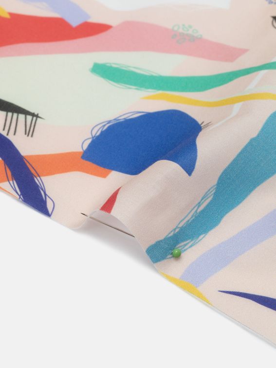 digital printing on Pima Lawn fabric pinned corner