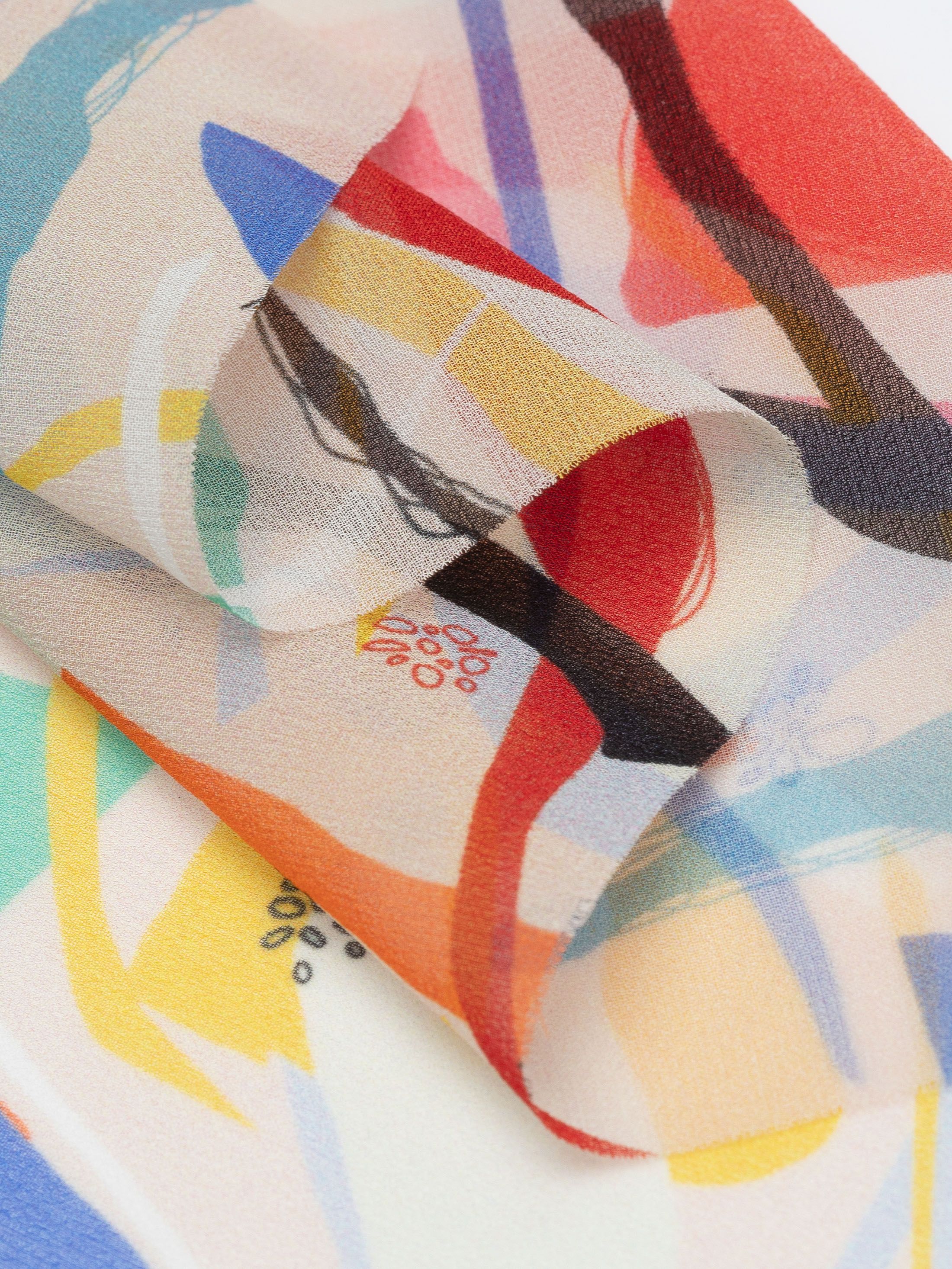 print on Silk Georgette fabric custom folds