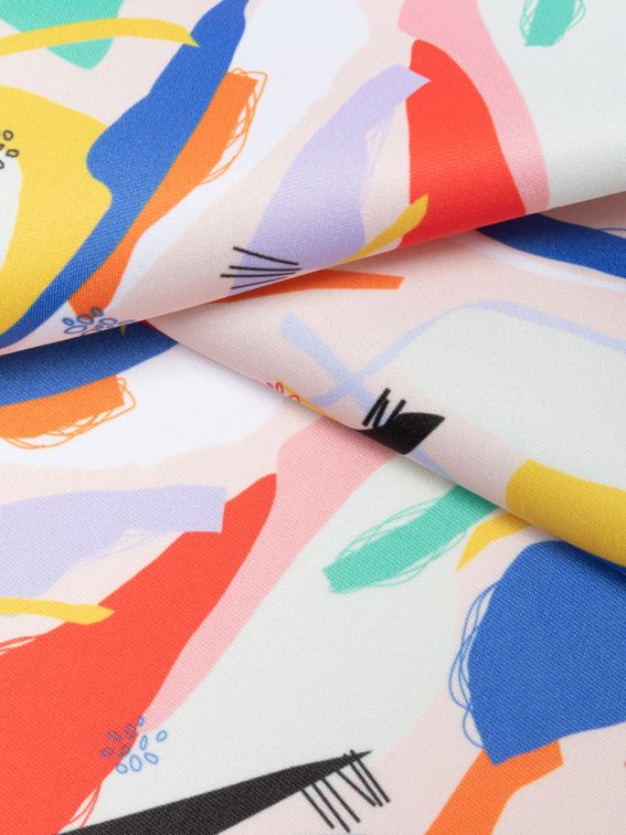 custom print Monroe Satin fabric swirl
