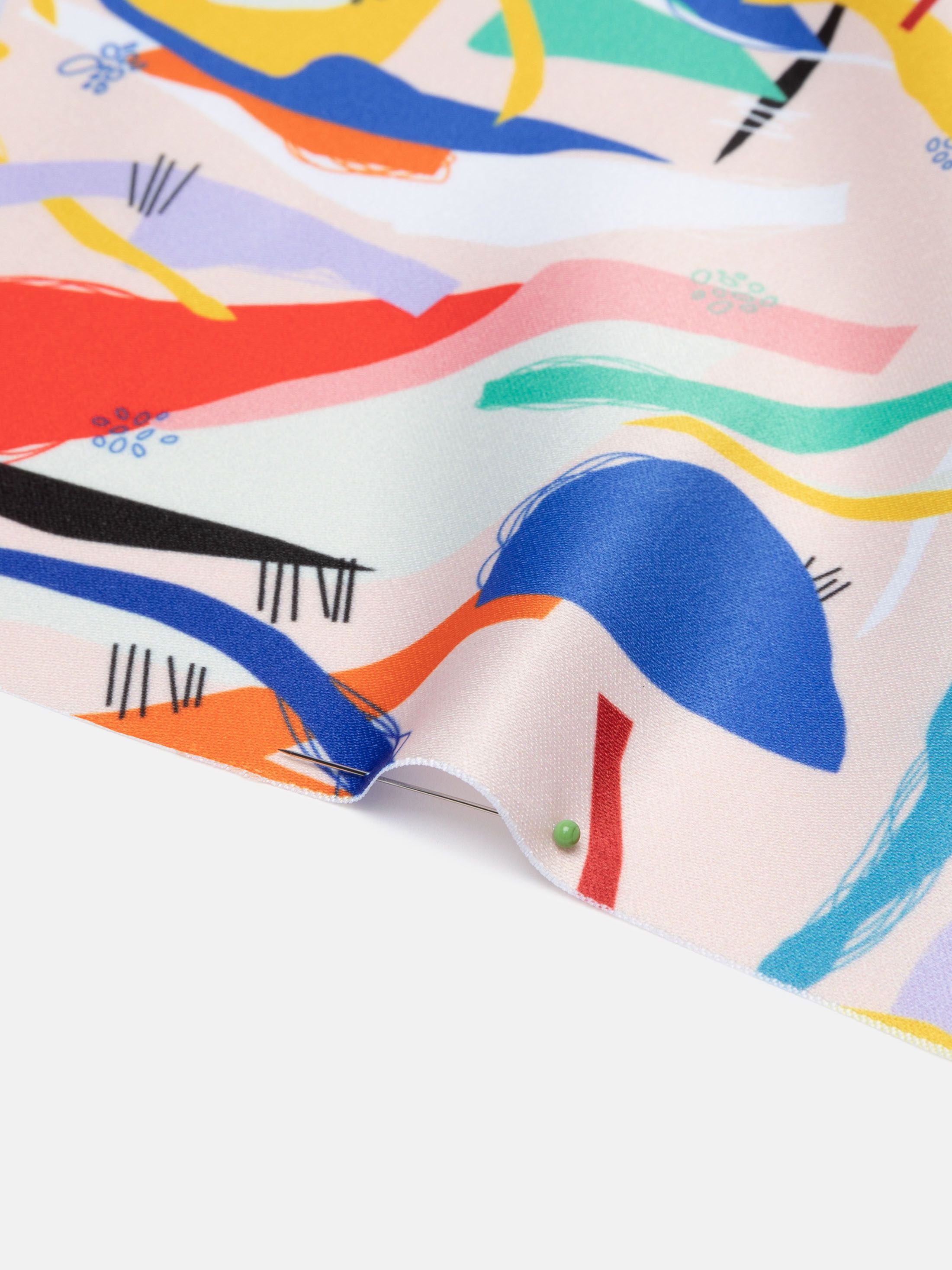 custom print Monroe Satin fabric swirl