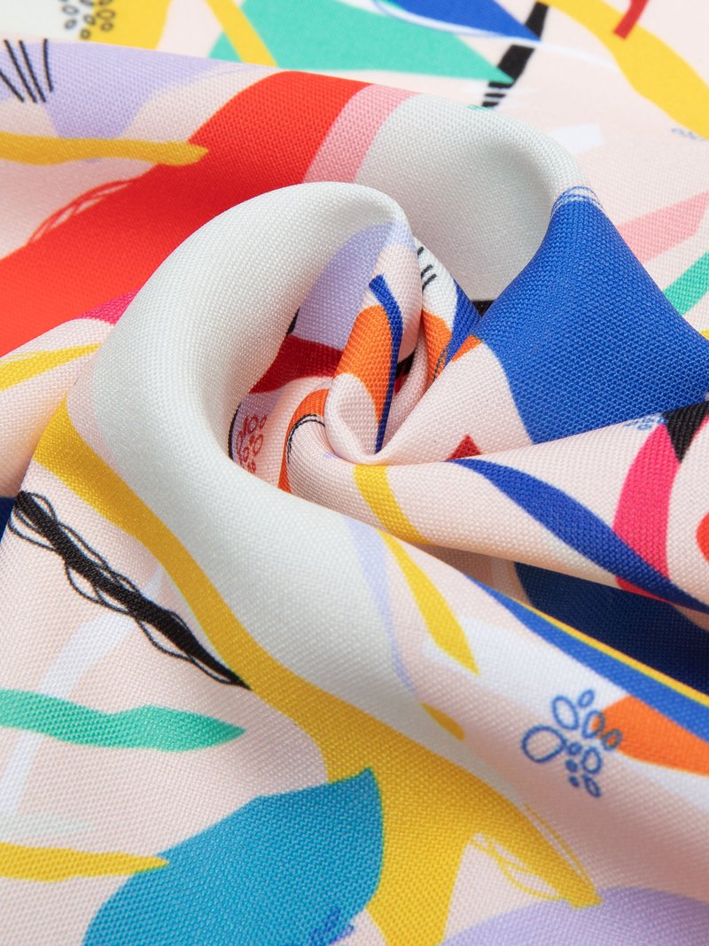 custom printed Panama Flo fabric pleated fold