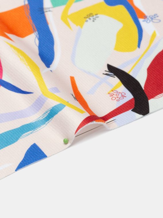 custom print Heavy Jersey fabric folded pleat