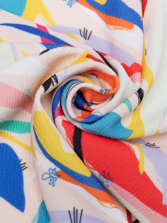 stretch crêpe stof met print