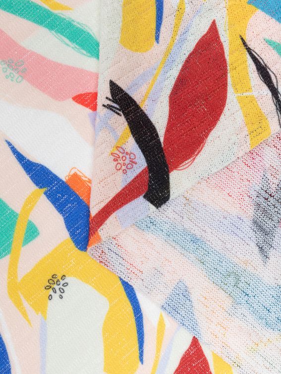 Spiral printed knit jersey fabric