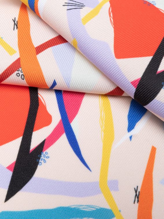 custom print Poly Twill weave fabric pinned