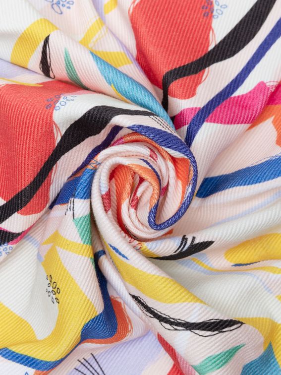 Print White denim fabric photo design