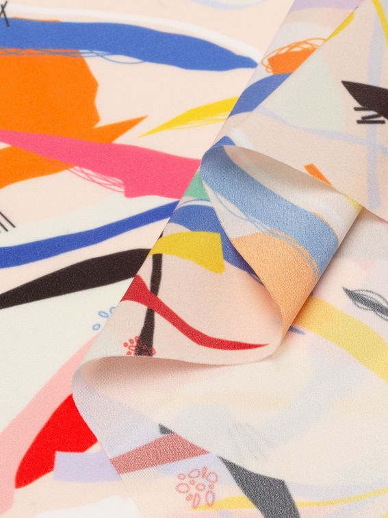 Print custom design crepe de chine fabric