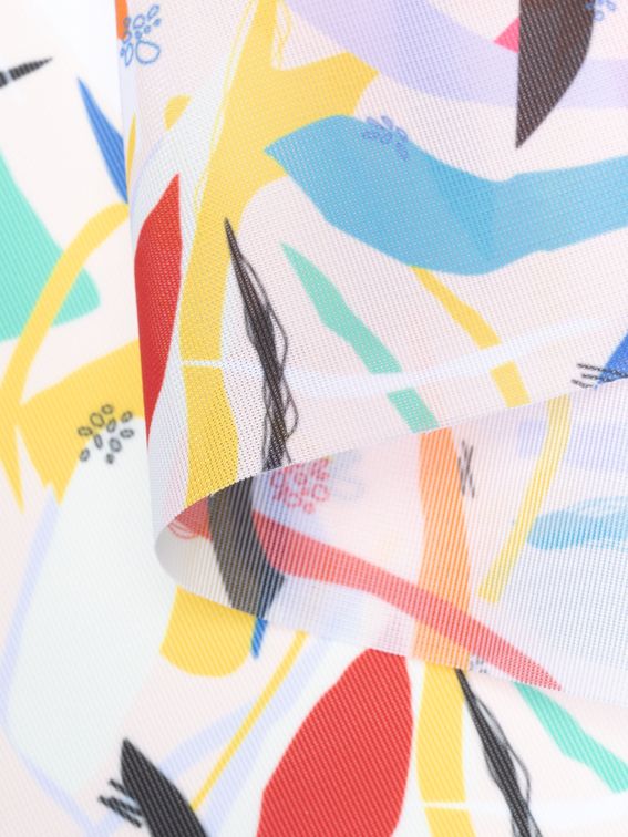 digitaal patroon bedrukt op Voile De Ville stof