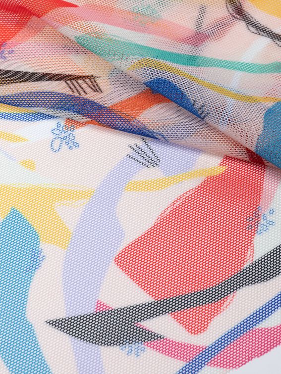 printing Florence Net fabric pleated fold