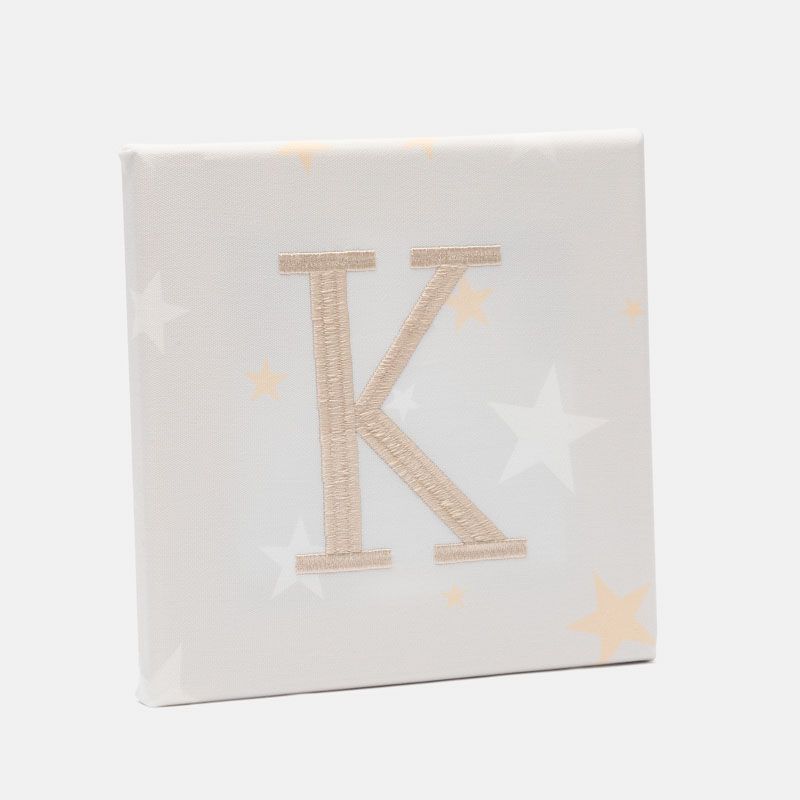 Embroidered Canvas Letter Art. Letter Canvas Wall Art.