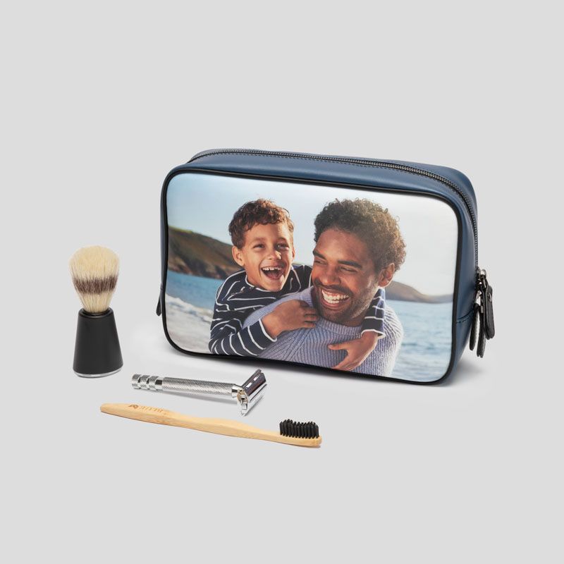 customized travel toiletry bag Expedition Groomsmen Brown / White Personalized leather toiletry bag for men with custom engraving Personalised leather toiletry bag -