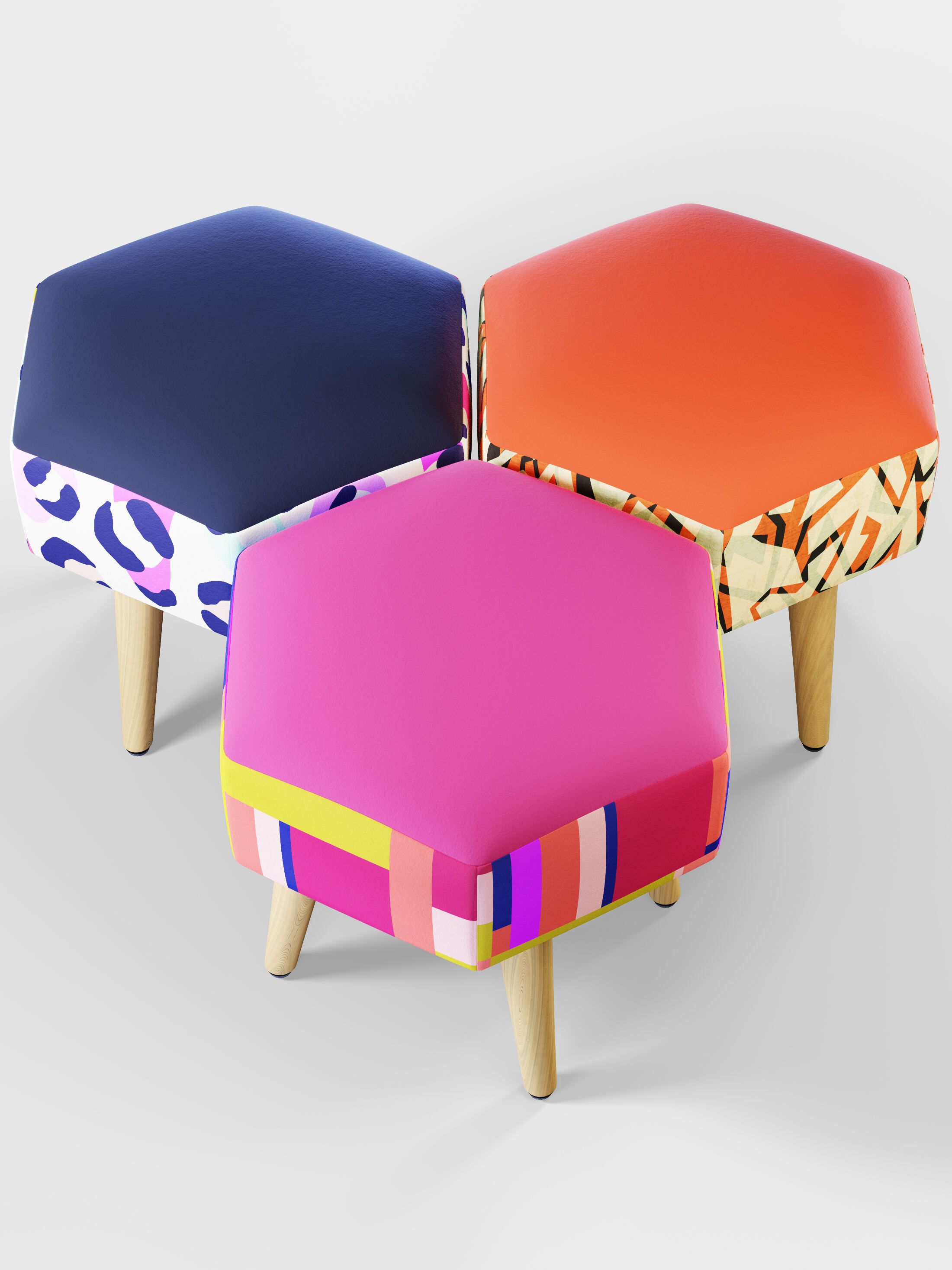 custom vanity stool hexagon shape