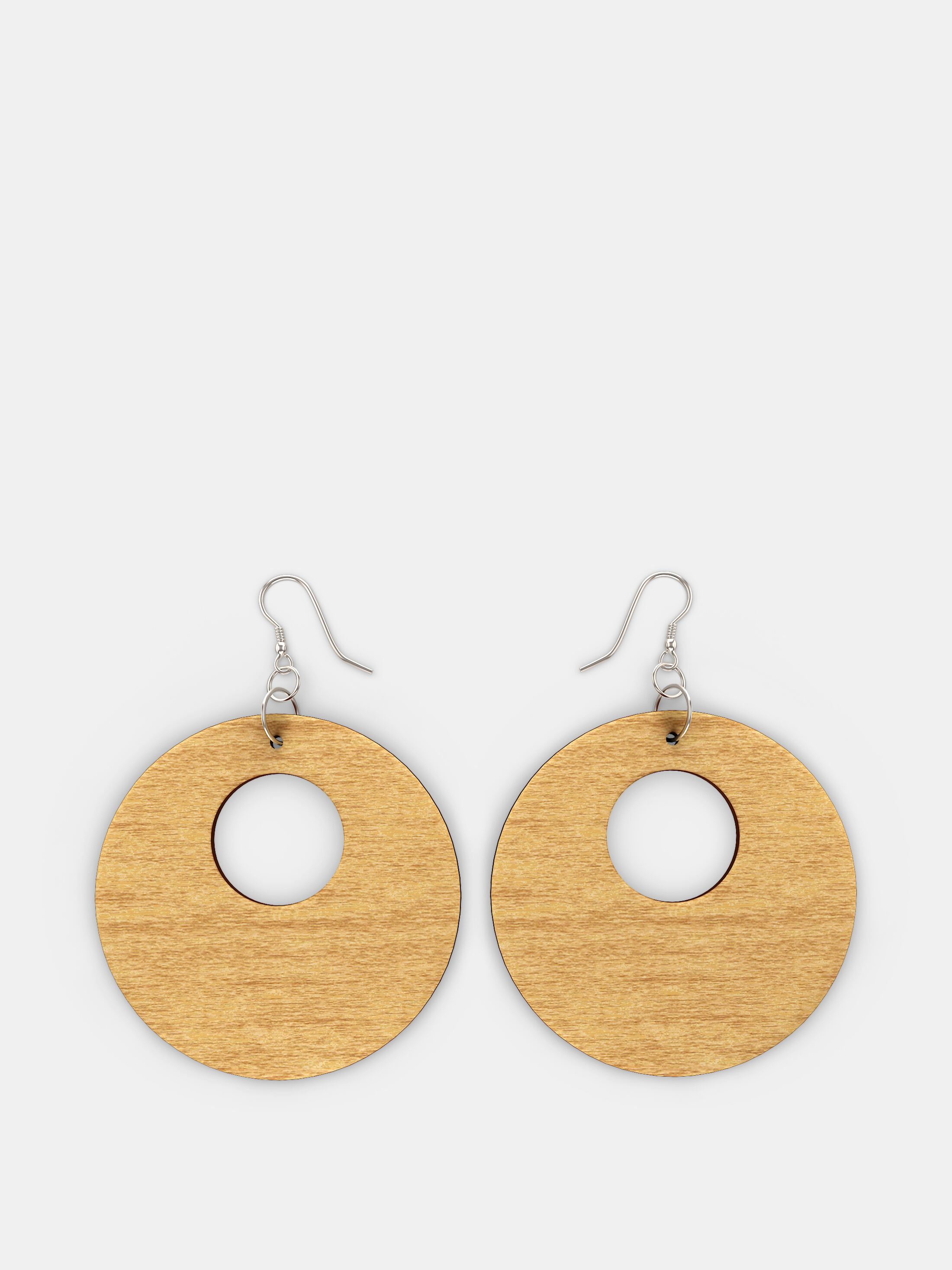 custom wooden earrings cut out circle shape