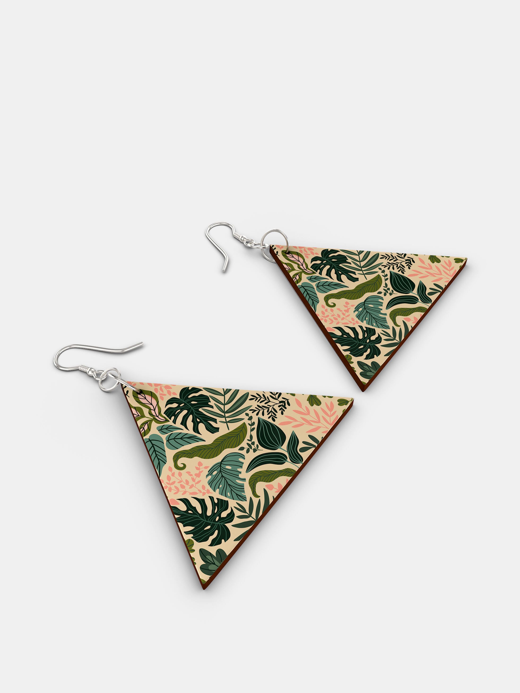 custom wooden earrings triangle shape
