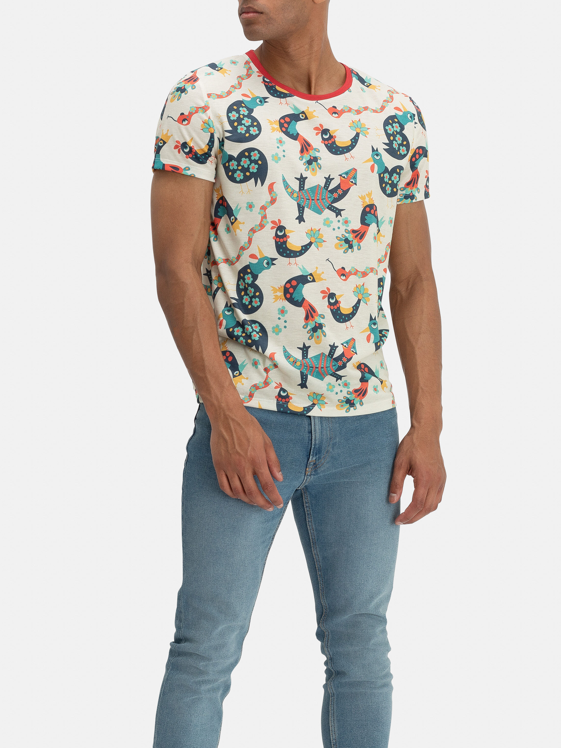 Mens white outlet printed t shirts