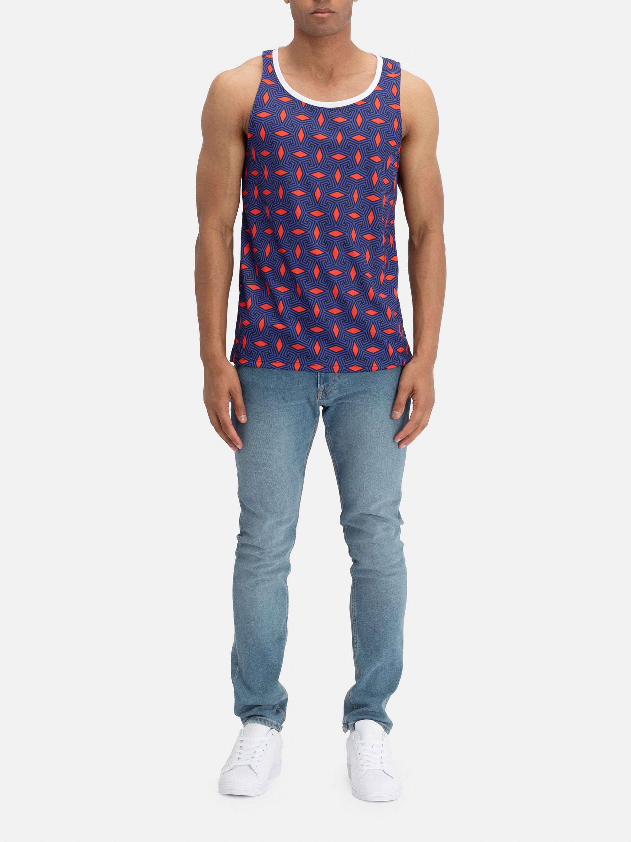 Front view of custom printed sports top
