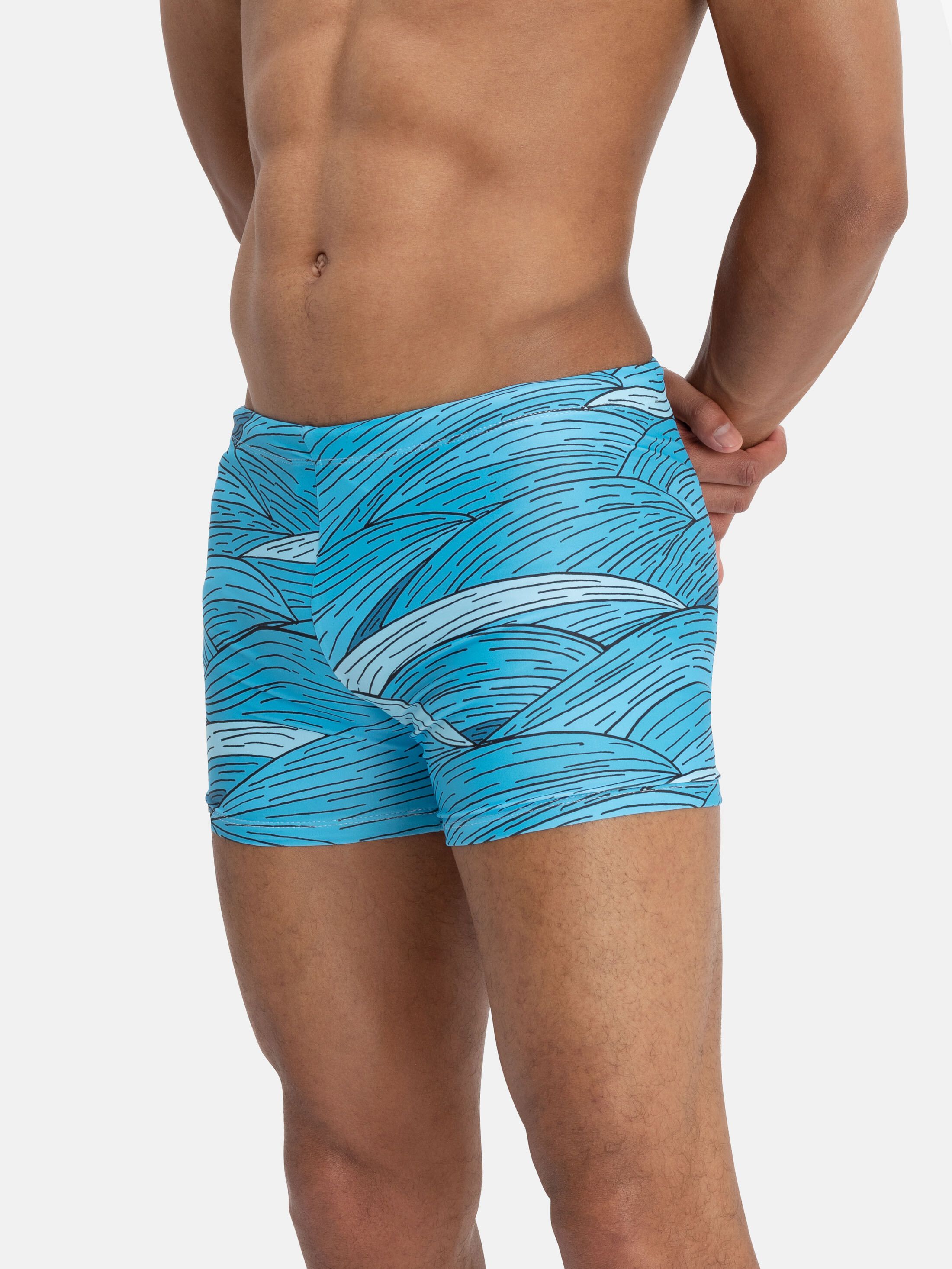 custom swimming trunks stitching details