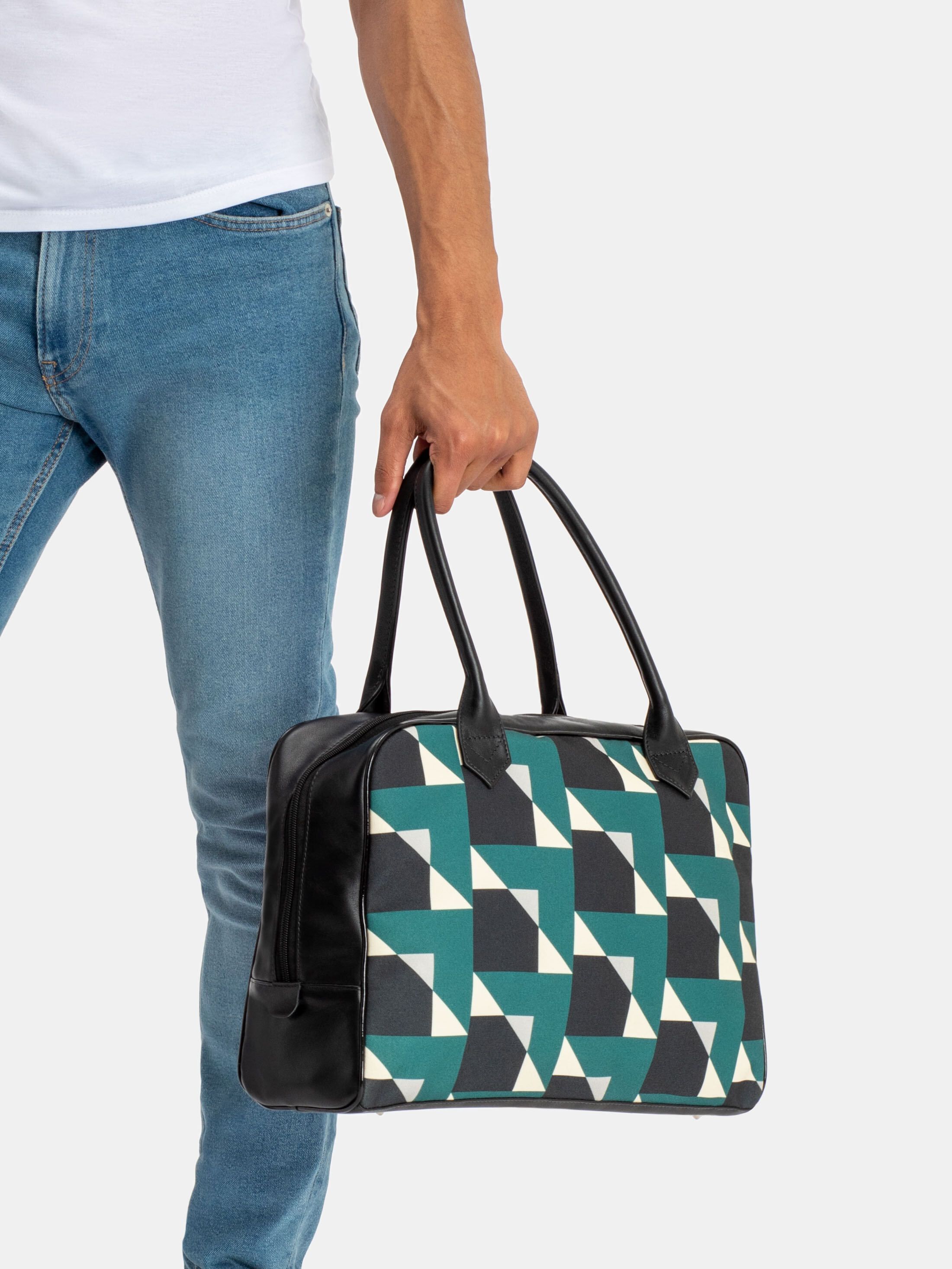 Close view of a custom holdall with design