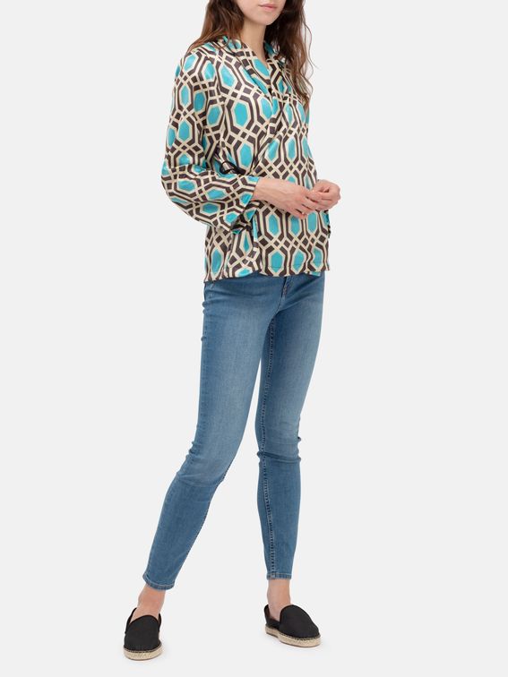 model wearing wrap blazer