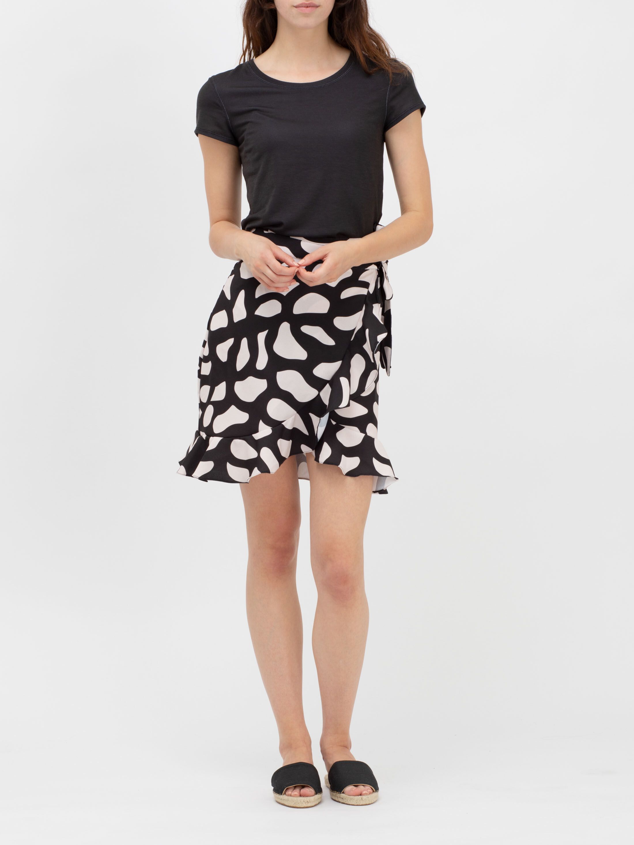 custom printed skirt with flounce hem